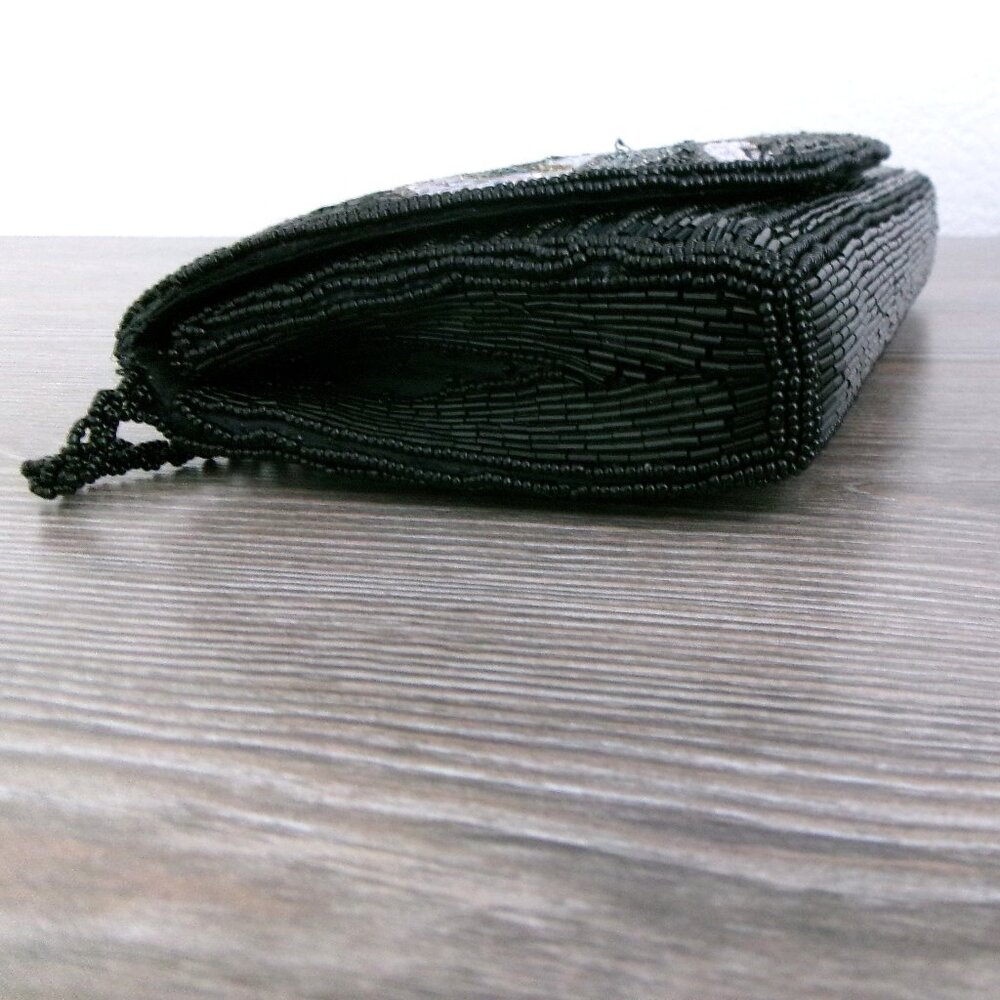 Vintage Beaded Art Deco Style Crossbody Purse Shoulder Bag Multi Color Black Red - Picture 8 of 13